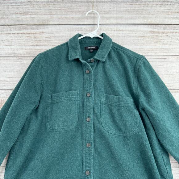 Madewell Flannel Oversized Ex-Boyfriend Swing Shirt Womens Small Green - Picture 3 of 13